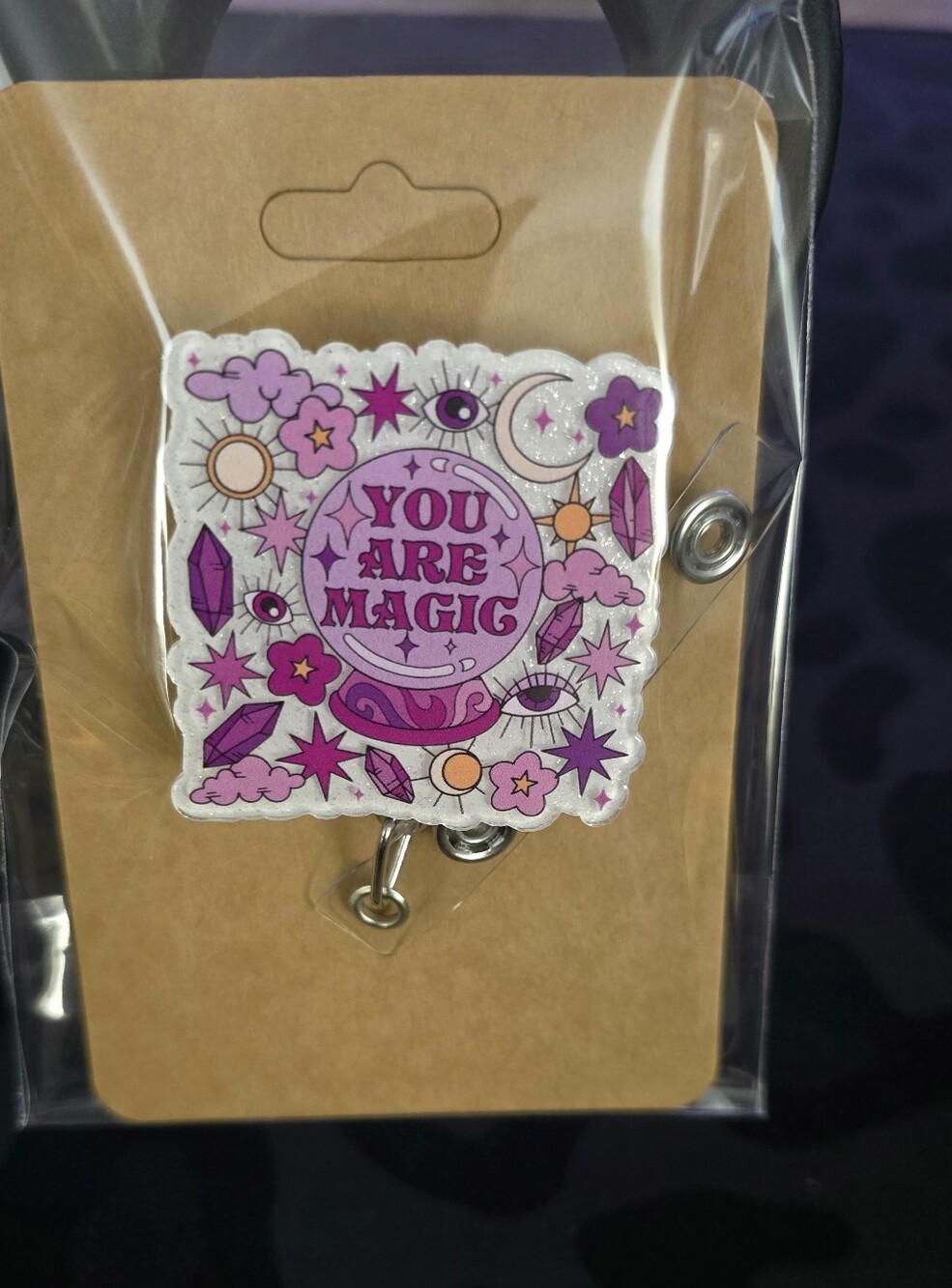 Magic Pink Novelty Badge Reel-Retractable ID Holder